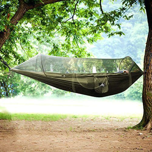  NATUREFUN Ultra-Light Reisecamping Hangematte Moskitonetz Hangematte | 300 kg Tragfahigkeit, knitterfest schnelltrocknendes Polyester | 2 Premium Karabiner, 2 Nylonschlingen inklus