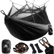 NATUREFUN Ultraleichte Moskito Netz Camping Hangematte 300kg Tragfahigkeit,(275 x 140 cm) Atmungsaktiv, schnell trocknende Fallschirm Nylon Enthalten 2 x Premium Karabinerhaken 4 x