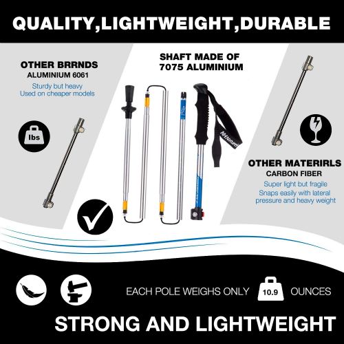  Naturehike Foldable Trekking Pole, Collapsible and Adjustable Hiking Walking Stick Poles for Outdoor Climbing with Lever Lock and Carry Sack(5-Section)