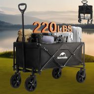 Naturehike Collapsible Beach Wagon with Big Wheels, 220lbs Utility Foldable Grocery Cart on Wheel Heavy Duty with Adjustable Handle, Portable Folding Wagon Cart with Wheel for Camping/Garden/Shopping