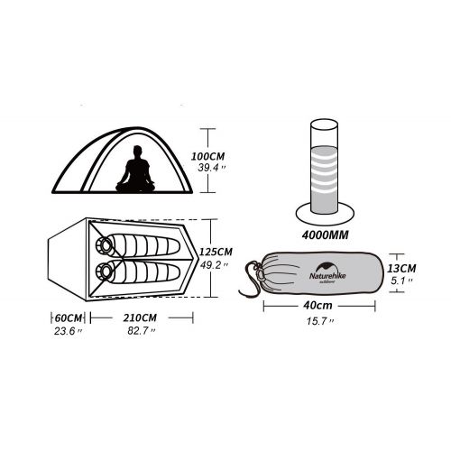  Naturehike Cloud-up Ultraleichtes Zelt fuer 2 Personen Doppelten Zelt 3/4 Saison Camping Zelt