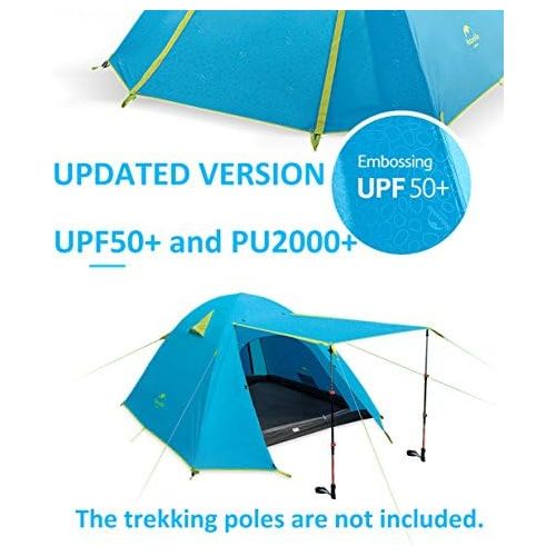  Tentock Zelt im Freien 1-4 Personen Doppelschicht Campingzelt Wasserdicht 3000 mm + fuer Backpacking Reisen Wandern