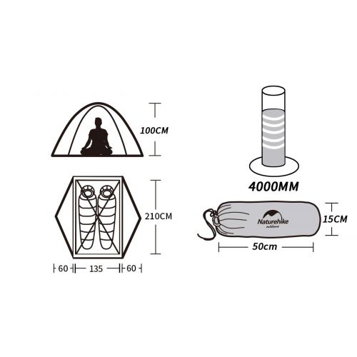  Naturehike Mongar Leichtes Zelt fuer 2 Personen 20D Silikon doppelten Camping Zelt