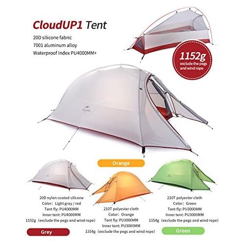  Besuchen Sie den Naturehike-Store Naturehike Cloud-up 1 Ultraleichtes Campingzelt fuer 1 Person - Wasserdichtes Doppelschicht Backpackingzelt 4 Seasons