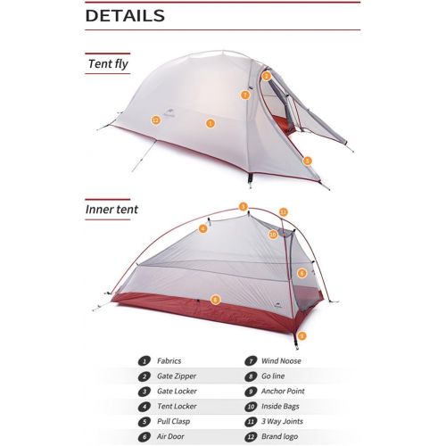  Besuchen Sie den Naturehike-Store Naturehike Cloud-up 1 Ultraleichtes Campingzelt fuer 1 Person - Wasserdichtes Doppelschicht Backpackingzelt 4 Seasons