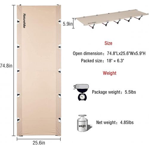  Naturehike Ultralight Folding Camping Cot, Portable Compact Backpacking Cot for Adults Camping, Hiking, Travel, Heavy Duty Support 330 Lbs