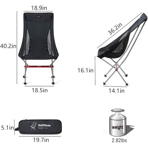  Naturehike Ultralight Portable Folding High Back Camping Chair Heavy Duty 330lbs Capacity,Make Back Fully Relaxed,Compact for Outdoor Camp,Fishing,Picnic,Lightweight Backpacking,Tr캠핑 의자