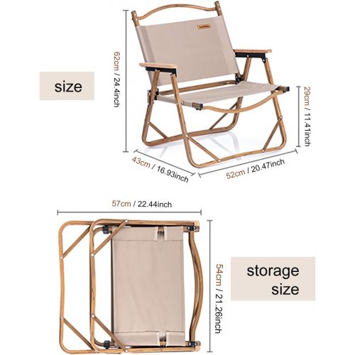  Naturehike Camping Folding Ultralight Chair Outdoor Furniture Backpacking Chair with Wooden Handle Aluminum Bracket Stable Collapsible Camp Chair for Outdoor Hiking,Fishing,Picnic,