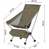 Naturehike Folding Moon Chair Ultralight Portable Outdoor Folding Outdoor Fishing Camping Chair Backrest Stool(M-Green)
