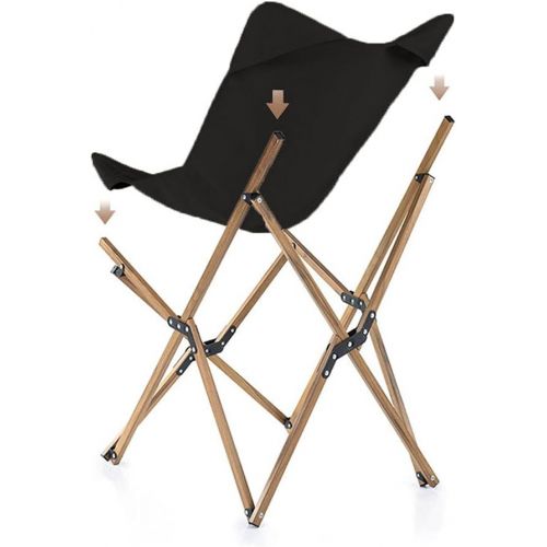  Naturehike Outdoor Furniture Camping Wood Grain Aluminum Folding Moon Chair (Black)