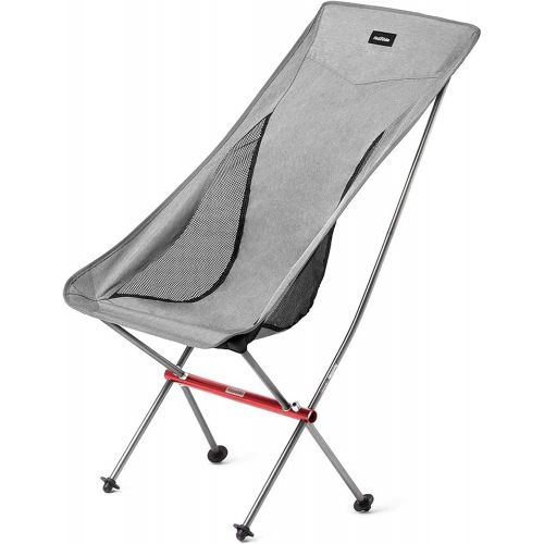  Naturehike Ultralight High Back Folding Camping Chair, Outdoor, Backpacking Compact & Heavy Duty Outdoor, Camping, BBQ, Beach, Travel, Picnic, Festival with Carry Bag (Grey)