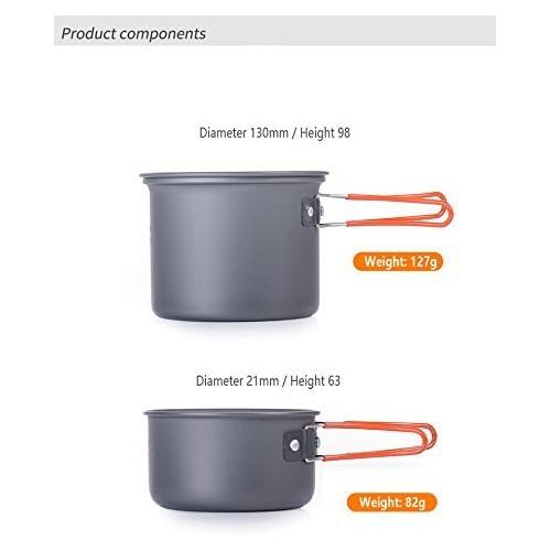  Naturehike Cooking Equipment Cookset Camping Cookware Mess Kit Backpacking Gear Lightweight, Compact, Durable Pot Pan Bowls