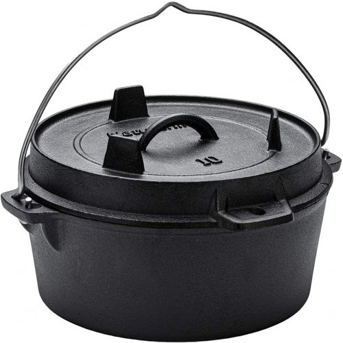  Naturehike Cast Iron Hollow Pot 10 Inch 25cm Cast Iron Dutch Oven Lid Lifter, with Storage Bag, Cooking Pot Oven Steam Direct Fire (Cast Iron)