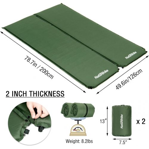  Naturehike Self Inflating Sleeping Pad - 2 inch Thick Durable Camping Mattress Connectable with Multiple Lightweight Sleeping Mats for Backpacking, Tent, Hammock, Hiking, Couple, a