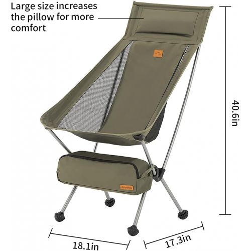  Naturehike Folding Moon Chair Ultralight Portable Outdoor Folding Outdoor Fishing Camping Chair Backrest Stool (L-Green)