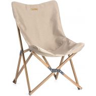 Naturehike Outdoor Furniture Camping Wood Grain Aluminum Folding Moon Chair (Khaki)