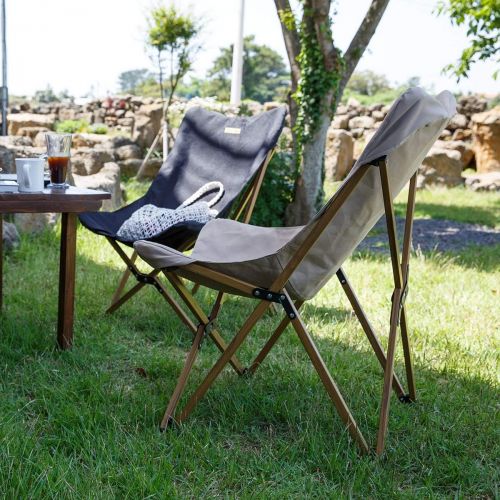  Naturehike Outdoor Furniture Camping Wood Grain Aluminum Folding Moon Chair (Khaki)