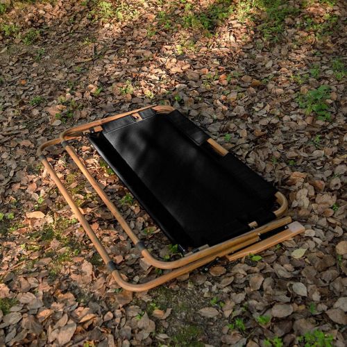  Naturehike Outdoor Furniture Double Wooden Folding Chair Camping Hiking Portable Leisure Chair (Black)