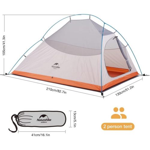  Naturehike Cloud-Up 2 Person Lightweight Backpacking Tent with Footprint - Free Standing Dome Camping Hiking Waterproof Backpack Tents