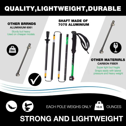  Naturehike Foldable Trekking Pole, Collapsible and Adjustable Hiking Walking Stick Poles for Outdoor Climbing with Lever Lock and Carry Sack(5-Section)