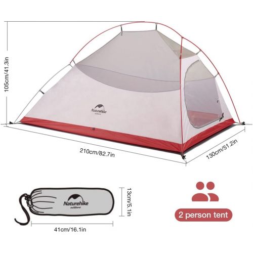  Naturehike Cloud Up Free Standing 2 Person Backpacking Tent Ultralight Doulbe Layer Camping Tents for Two Person