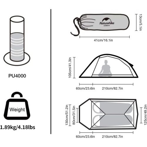  Naturehike Cloud Up Free Standing 2 Person Backpacking Tent Ultralight Doulbe Layer Camping Tents for Two Person