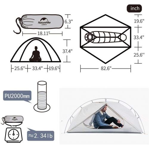  Naturehike VIK 1 Person Ultralight 4 Season Backpacking Tents with Footprint - 15D Lightest Portable Tent for Camping Hiking with Carry Bag