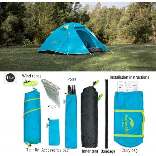  Naturehike Lightweight Backpacking Tent 1/2/3/4 Person 3 Season Ultralight Waterproof Anti-UV Camping Tent, Easy Setup, Large Size for Family, Outdoor, Hiking, Beach, Mountaineerin