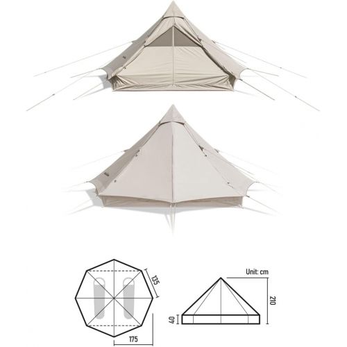  Naturehike Cotton Tent Pyramid Tent Multi-Person Family Glamping