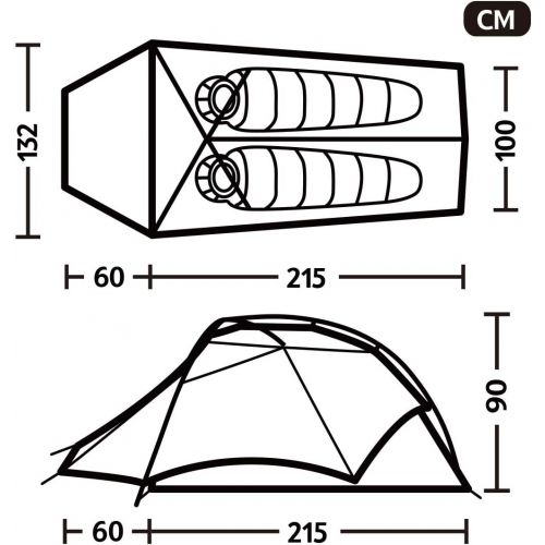  Naturehike Cloud-Up 2 Person Lightweight Backpacking Tent with Footprint - Free Standing Dome Camping Hiking Waterproof Backpack Tents