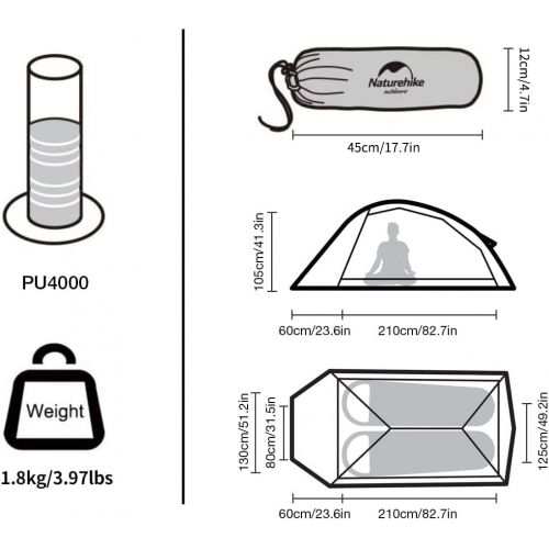  Naturehike Cloud Up Free Standing 2 Person Backpacking Tent Ultralight Double Layer Camping Tents for Two Person