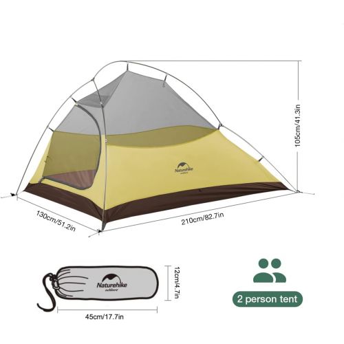  Naturehike Cloud Up Free Standing 2 Person Backpacking Tent Ultralight Double Layer Camping Tents for Two Person