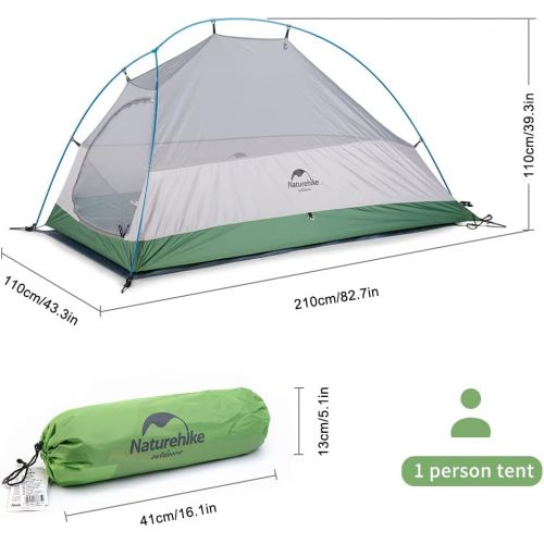  Naturehike Cloud-Up 1 Person Lightweight Backpacking Tent with Footprint - Dome Camping Hiking Waterproof Backpack Tents