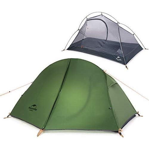  Naturehike Backpacking Camping Tent 1 Person Ultralight Waterproof Compact Portable Lightweight for Outdoor Hiking Cycling Bikepacking, 3-4 Season, Easy Setup, Anti-UV, Large Size