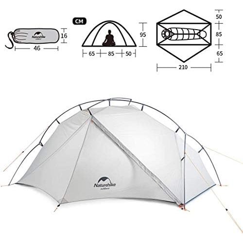  Naturehike VIK 1/2 Person Ultralight 3 Season Backpacking Tents with Footprint - 15D Lightest Portable Tent for Camping Hiking with Carry Bag