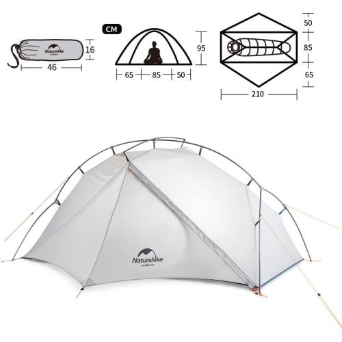  Naturehike VIK 1/2 Person Ultralight 3 Season Backpacking Tents with Footprint - 15D Lightest Portable Tent for Camping Hiking with Carry Bag