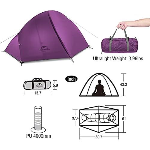  Naturehike Backpacking Camping Tent 1 Person Ultralight Waterproof Compact Portable Lightweight for Outdoor Hiking Cycling Bikepacking, 3-4 Season, Easy Setup, Anti-UV, Large Size