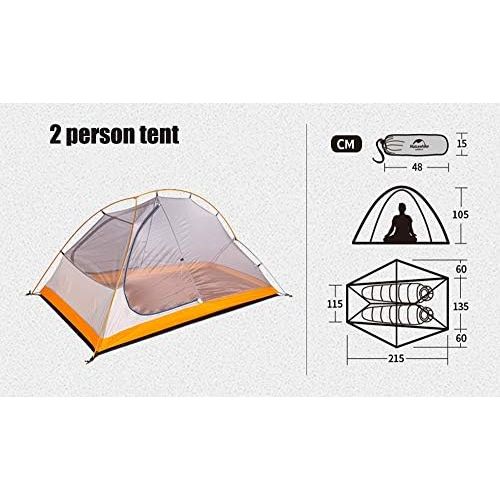  Naturehike Camping Dome Tent for 1/2 Person Double Layer 3 Seasons Waterproof PU4000+ with Free Groundsheet and Storage Bag Suitable for Backpacking Cycling Camping Travel Scouting