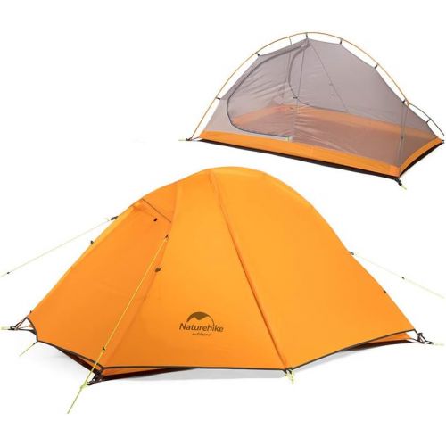  Naturehike Camping Dome Tent for 1/2 Person Double Layer 3 Seasons Waterproof PU4000+ with Free Groundsheet and Storage Bag Suitable for Backpacking Cycling Camping Travel Scouting