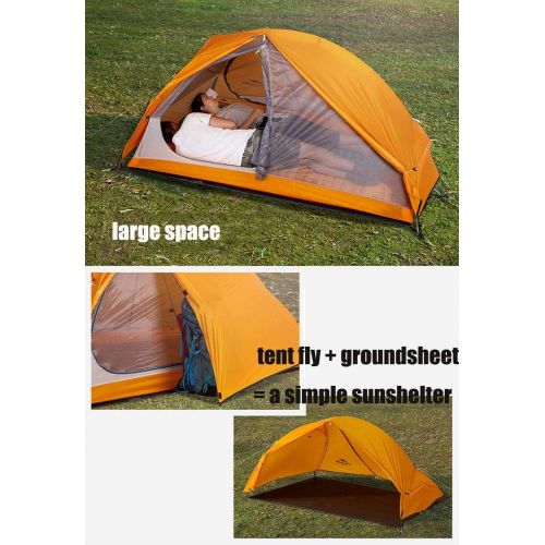  Naturehike Camping Dome Tent for 1/2 Person Double Layer 3 Seasons Waterproof PU4000+ with Free Groundsheet and Storage Bag Suitable for Backpacking Cycling Camping Travel Scouting