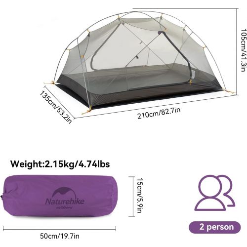  Naturehike Mongar 2P Outdoor Tent Mountaineering Camping Backpacking Hiking Ultralight Portable Thick Rainproof Windproof Tent