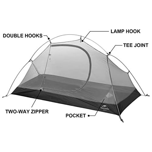  Naturehike Backpacking Camping Tent for 1 Person Lightweight Waterproof Windproof Portable 3 Season Tents for Adults Teens Kids Outdoor Hiking Cycling