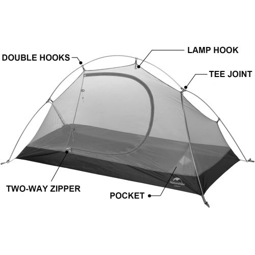  Naturehike Backpacking Camping Tent for 1 Person Lightweight Waterproof Windproof Portable 3 Season Tents for Adults Teens Kids Outdoor Hiking Cycling