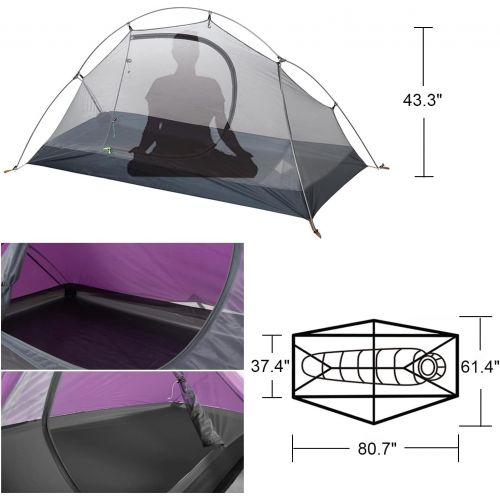  Naturehike Backpacking Camping Tent for 1 Person Lightweight Waterproof Windproof Portable 3 Season Tents for Adults Teens Kids Outdoor Hiking Cycling