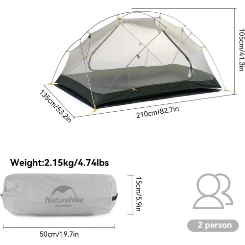  Naturehike Mongar 2 Person 3 Season Camping Tent Ultralight Backpacking Tent for Hiking Cycling