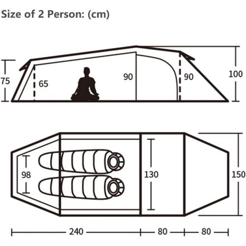  Naturehike Opalus Backpacking Tent 2-4 Person Lightweight Waterproof Camping Tent with Footprint