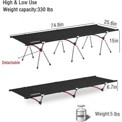  [아마존베스트]Naturehike Folding Camping Cot, Portable Camping Cot Bed for Adults, Compact for Outdoor & Indoor use, Camping, Hiking, Lightweight, Heavy Duty Support 330 Lbs