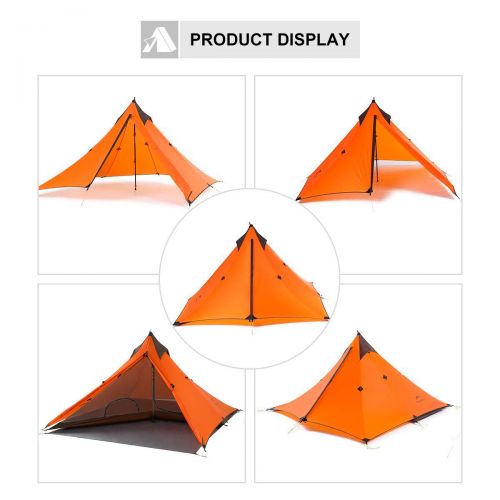  Naturehike Trekking Pole Tent Ultralight 1 Person 3 Season Tent, Lightweight Pyramid Tent for Mountaineering Hiking Camping