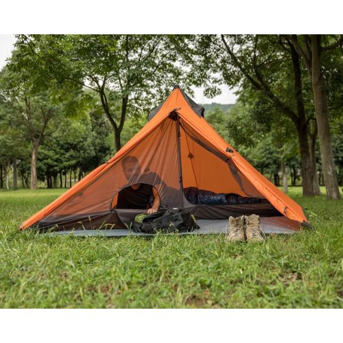  Naturehike Trekking Pole Tent Ultralight 1 Person 3 Season Tent, Lightweight Pyramid Tent for Mountaineering Hiking Camping