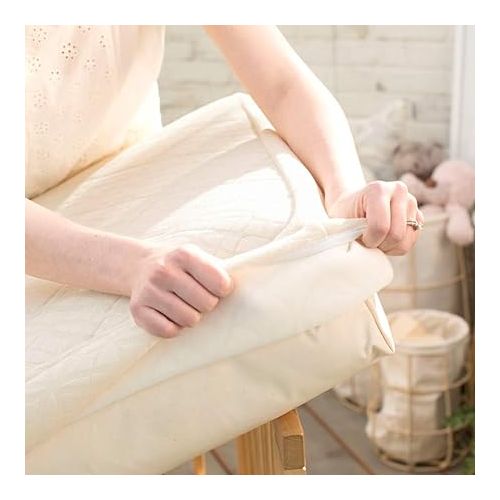  Naturepedic Organic Crib Mattress Cover - Skin Friendly, Breathable & Absorbent Crib Mattress Protector - Removable Mattress Pad for Baby and Toddler Bed - Fitted Ivory